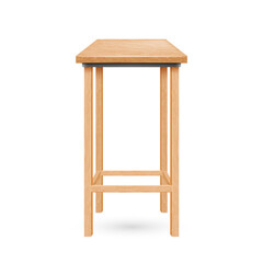 Realistic detailed 3d bar stool. Wooden chair on high legs. Furniture for bar restaurant interior
