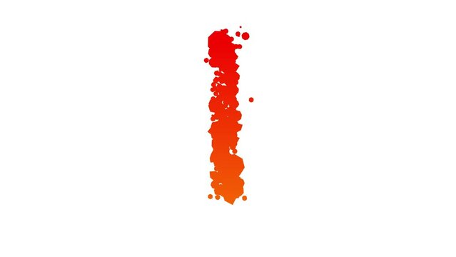 colorful red and orange letter I, color blots style alphabet on white, isolated - loop video