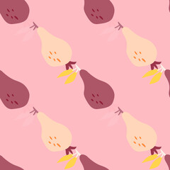 Hand drawn pears seamless pattern. Fruits botanical backdrop.