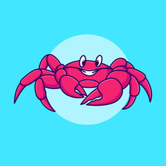 cute crab smiling vector cartoon illustration