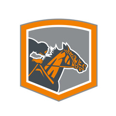 Jockey Horse Racing Shield Retro