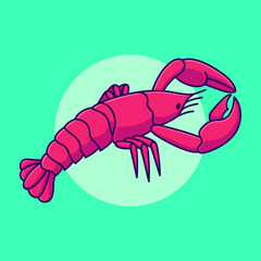 cute lobster drawing vector cartoon illustration