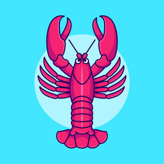 cute lobster drawing vector cartoon illustration