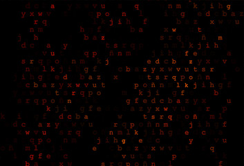 Dark yellow, orange vector texture with ABC characters.