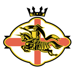 English Knight Riding Horse Lance Retro