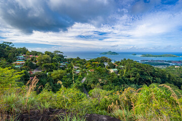 Fototapeta na wymiar A view from Copilia viewpoint on Mahe island in Seychelles
