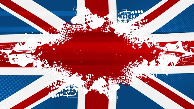 The United Kingdom of Great Britain and Northern Ireland abstract concept grunge flag. Seamless looping motion background. Video animation Ultra HD 4K 3840x2160