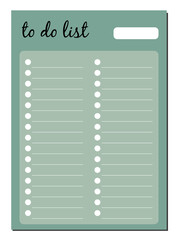 Diary page, to-do list. Vector design for daily planner, to-do list, plans.