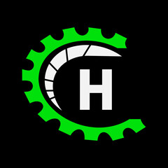 Automotive Logo On Letter H Concept. Car Repair Logotype and Mechanic Symbol Vector Template