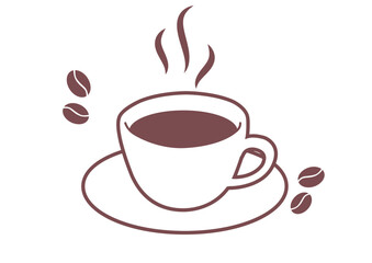 シンプルな　コーヒーカップとコーヒー豆