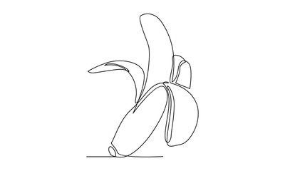 Continuous  line of Bananas fruits. Vector illustration