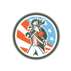 American Patriot Holding Wrench Circle Retro