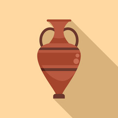 Wine amphora icon flat vector. Vase pot. Old craft
