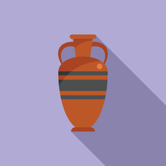 Clay amphora icon flat vector. Greek pot. Old pottery