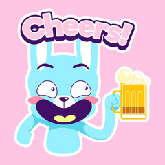 cute little bunny drawing cartoon, rabbit sticker