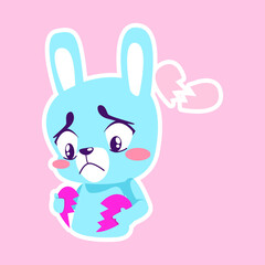 cute little bunny drawing cartoon, rabbit sticker