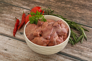 Raw chicken liver in the bowl