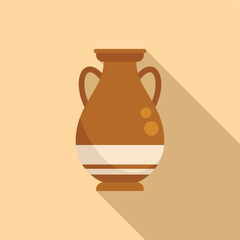 Classic amphora icon flat vector. Greek vase. Old jug