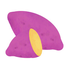 手描きのカットされたさつまいも