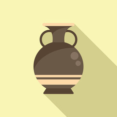 Roman amphora icon flat vector. Vase pot. Art museum