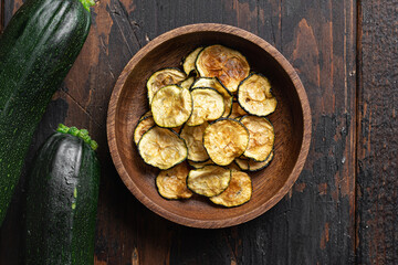 Dried vegetables chips from zucchini