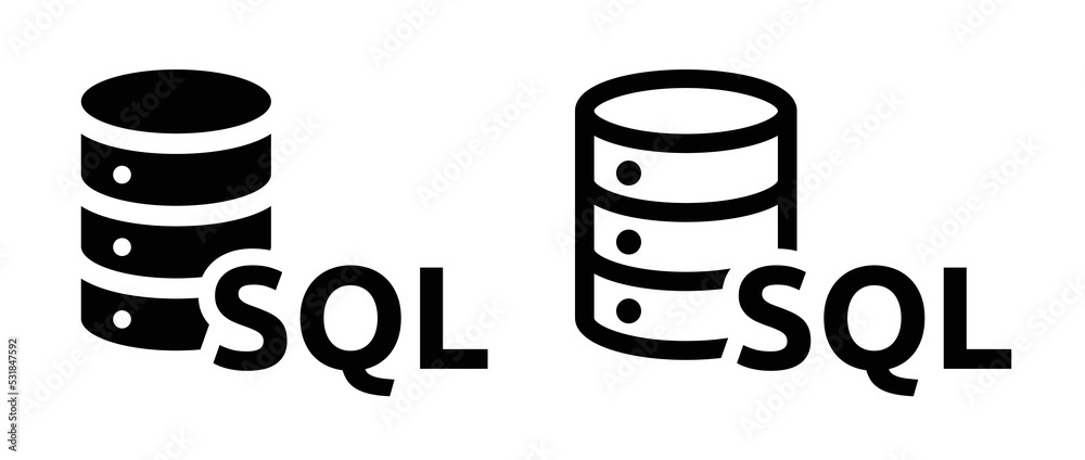 Fototapete SQL server icon set. Database symbol isolated on white background. Structured Query Language vector illustration.