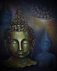 Art painting oil color Buddha statue  Thailand