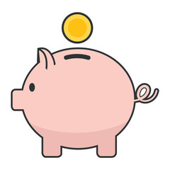  Piggy Bank with coins icon