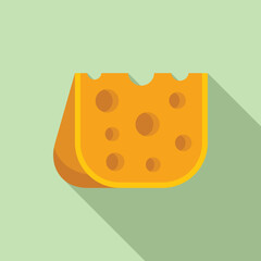 Cheese piece icon flat vector. Milk factory. Farm process