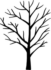 simplicity halloween dead tree freehand drawing silhouette flat design.	