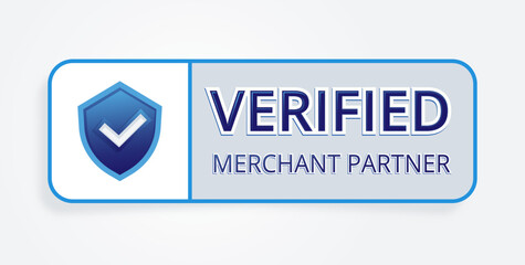 Verified Merchant logo badge blue