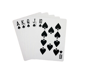 Royal flush,chips cards isolated