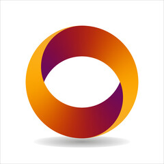 A vector illustration of a twisted ring on isolated white background. Gradient logos templates. Three-dimensional quality vector icons. Impossible ring sign.