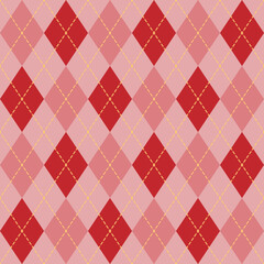 Argyle plaid seamless pattern sweater vest pink and red color stripes white background , Plaid decorection Vector illustration .