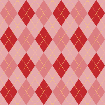 Argyle plaid seamless pattern sweater vest pink and red color stripes white background , Plaid decorection Vector illustration .