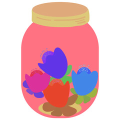 Mason jar filled with flowers