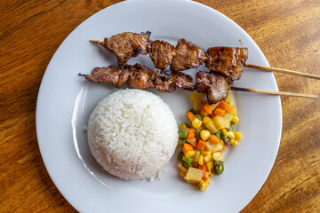 Popular Filipino Food - Pork BBQ with Rice set
