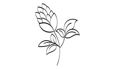 Floral Art.  flower drawing with line-art. Drawing vector graphics with floral pattern for design.