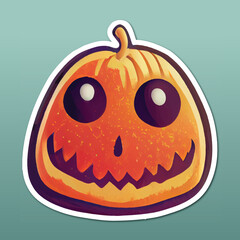 Halloween scary isolated pumpkin sticker autumn season angry face