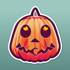 Halloween scary isolated pumpkin sticker autumn season angry face