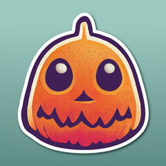 Halloween scary isolated pumpkin sticker autumn season angry face