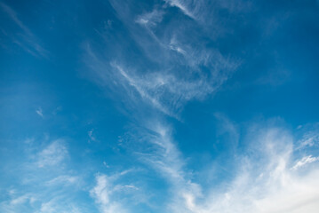 Natural background blue sky with clouds. Close up, selective focus. Useful for background designing purpose.