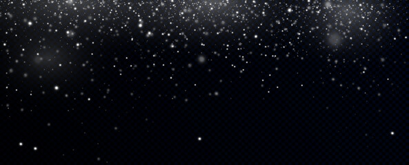 Realistic falling snow.Christmas background.Isolated on transparent background.