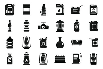 Kerosene icons set simple vector. Energy container. Fuel heater