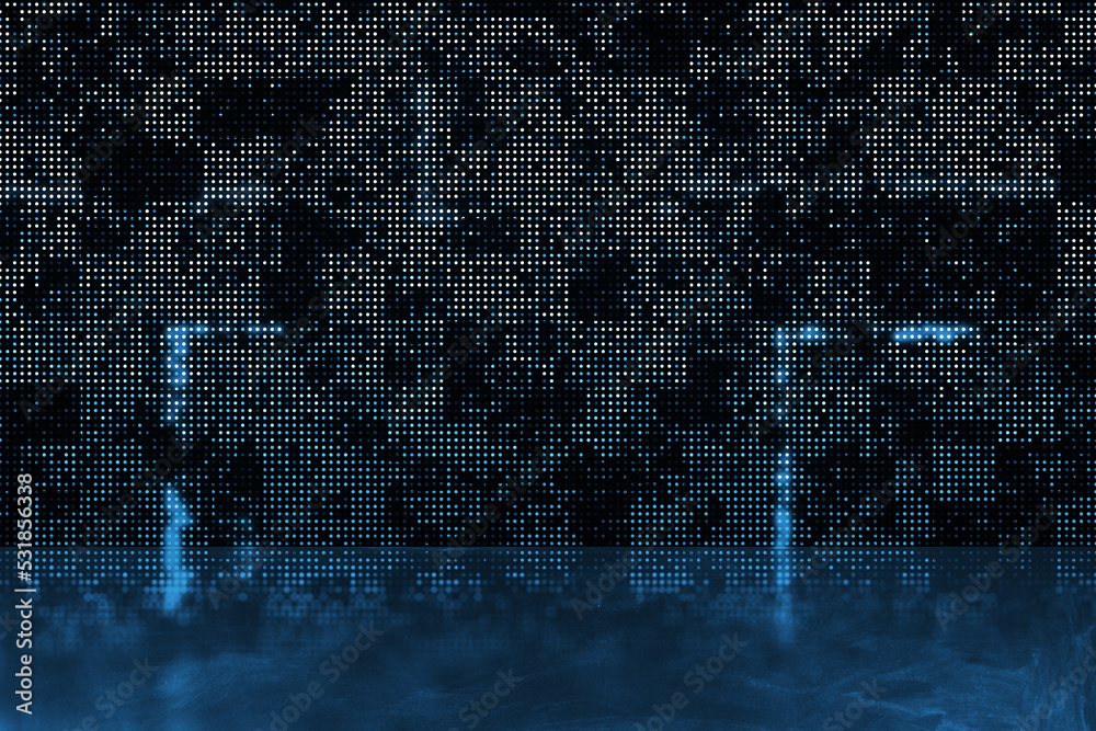 Aufkleber abstract glowing pixel wall wallpaper. large led projection screens. 3d rendering.