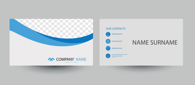 Business manager card with blue waves. Vector template design