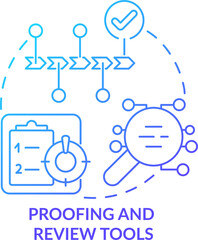 Proofing and review tools blue gradient concept icon. Manage feedback process abstract idea thin line illustration. Business tool. Isolated outline drawing
