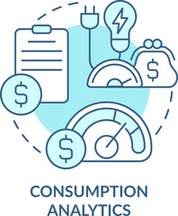 Consumption analytics turquoise concept icon. Smart grid possibilities abstract idea thin line illustration. Isolated outline drawing