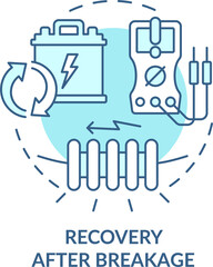 Recovery after breakage turquoise concept icon. Smart grid system service abstract idea thin line illustration. Isolated outline drawing