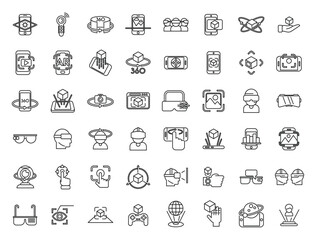 Augmented reality icons set outline vector. Virtual reality. Cube 360